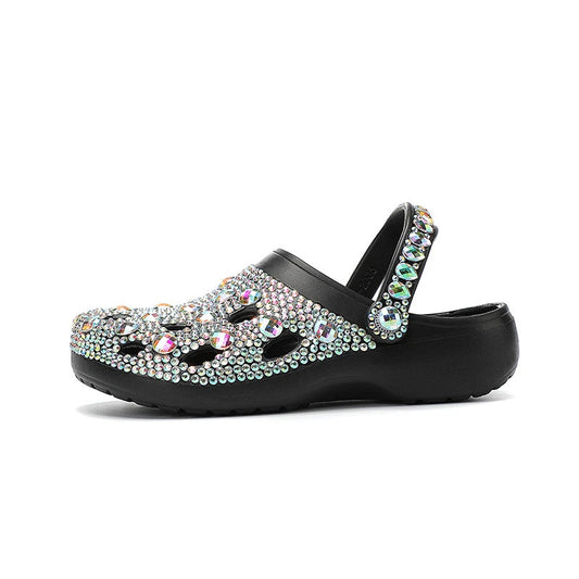 Platform Rhinestone Hole Sandals